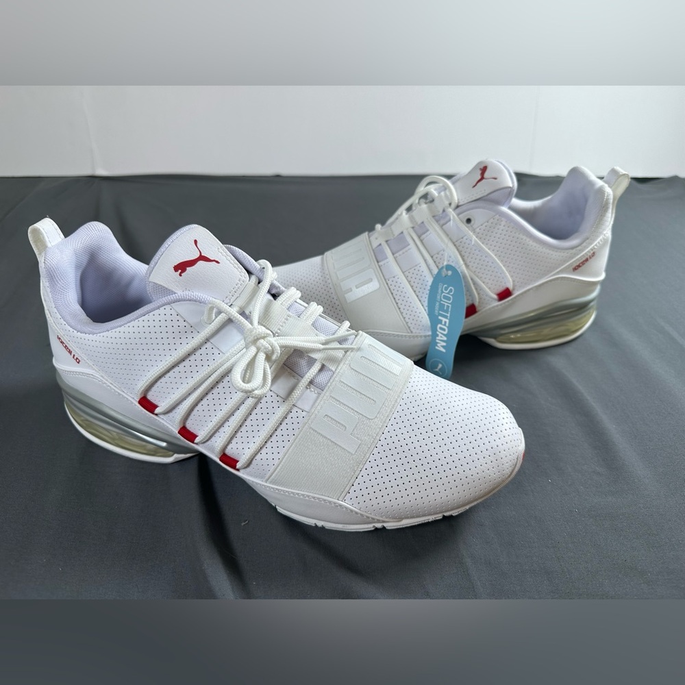Puma Men's White and Red Sneakers